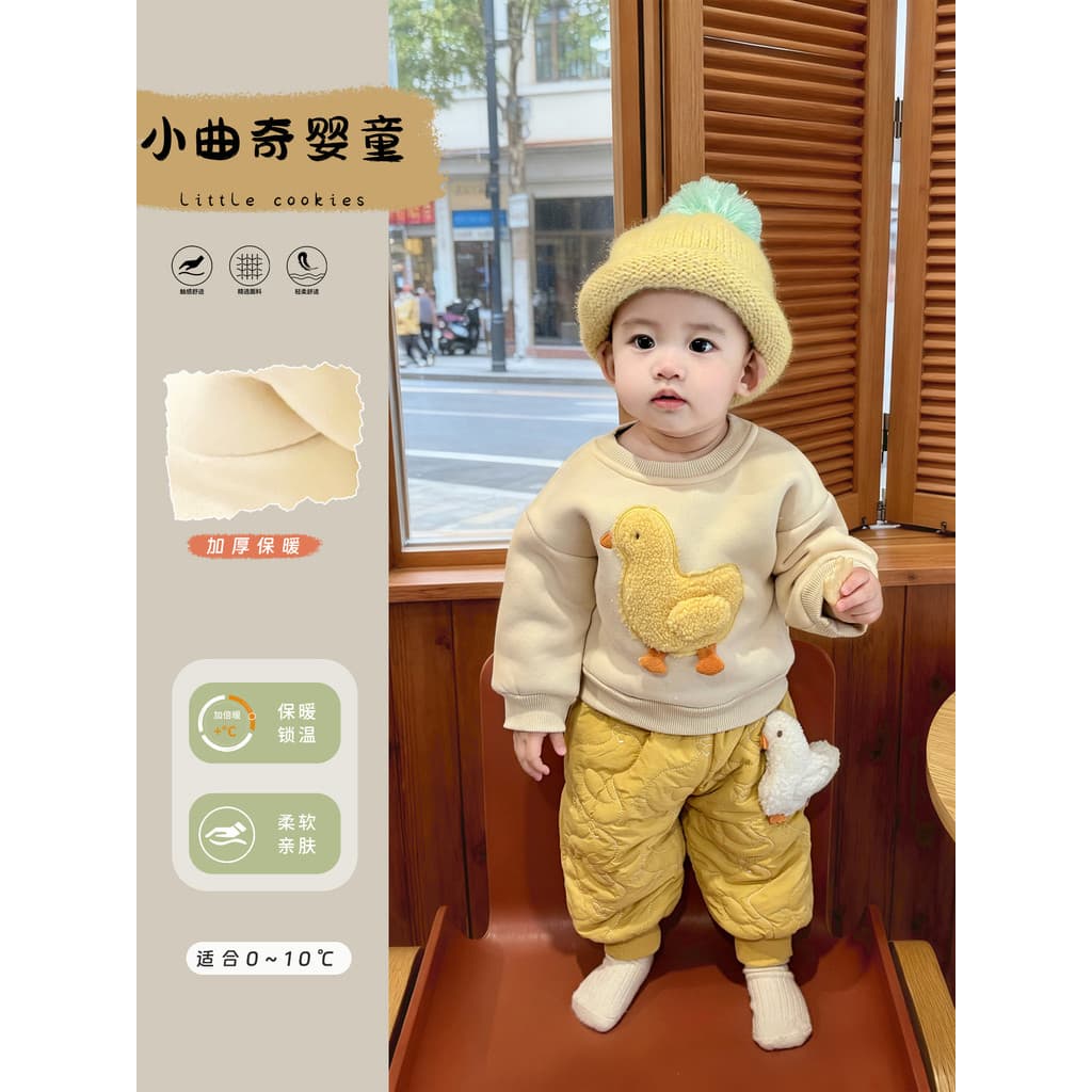 Moletom de bebê estilo inverno roupas de bebê menino Super fofo estilo ocidental bebê criança forro de lã engrossado Cas