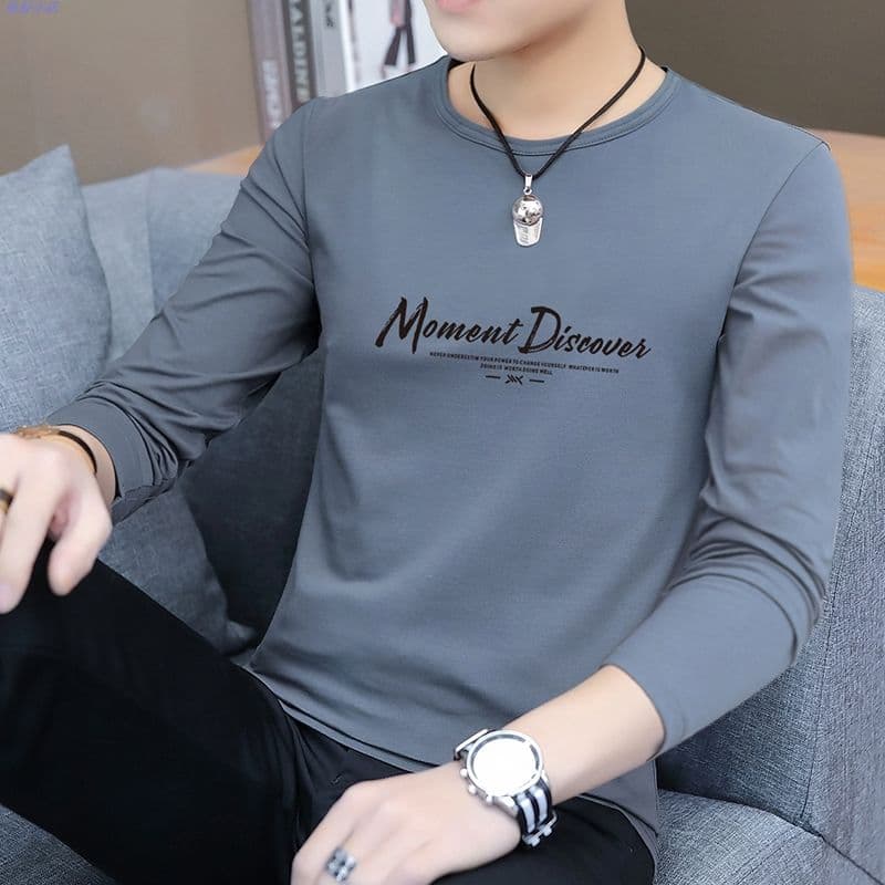 Roupas masculinas 2025 novo estilo primavera outono camiseta de manga comprida masculina juventude outono roupas exterio