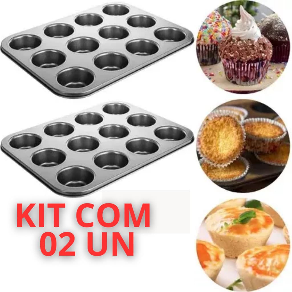1/2/3/4 Forma Para Cupcake Bolinhos Pão de Mel E Queijo 12 Cavidades Antiaderente Grande