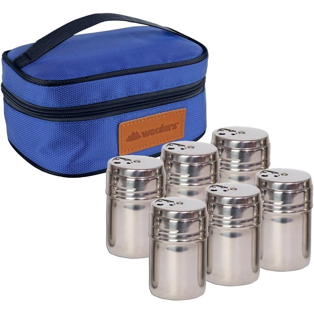Wealers 6 Piece Stainless Steel Salt and Pepper Spice Shakers (Blue) CZ08