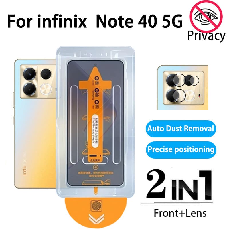 Película De Privacidade Anti-Espião 2 Em 1 infinix Note 40 5G , Protetor De Tela De Vidro Temperado Com Um Clique Para H