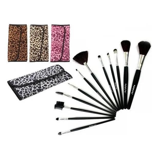 KIT COM 12 PINCEIS PARA MAQUIAGEM COM ESTOJO