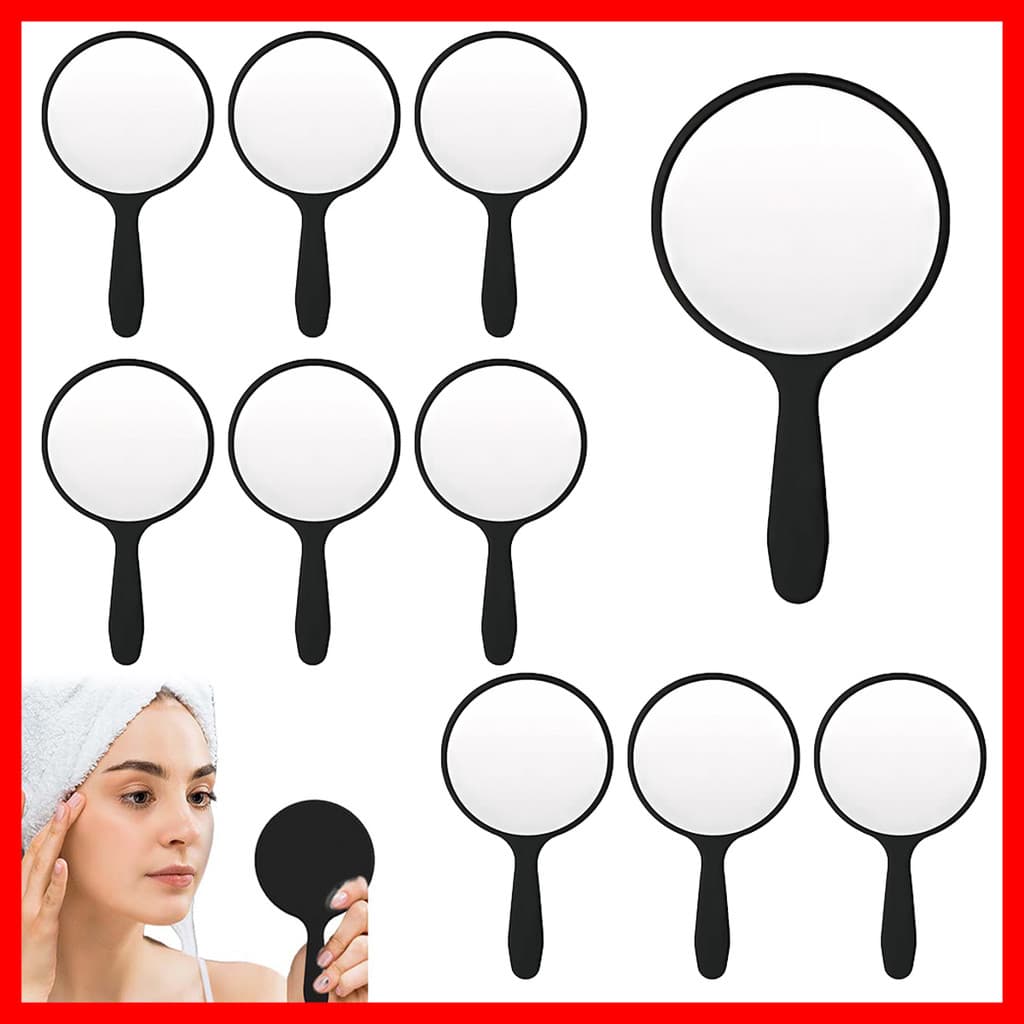 10 peças preto redondo portátil pequeno espelho de maquiagem portátil espelho de maquiagem portátil Mini espelho pequeno