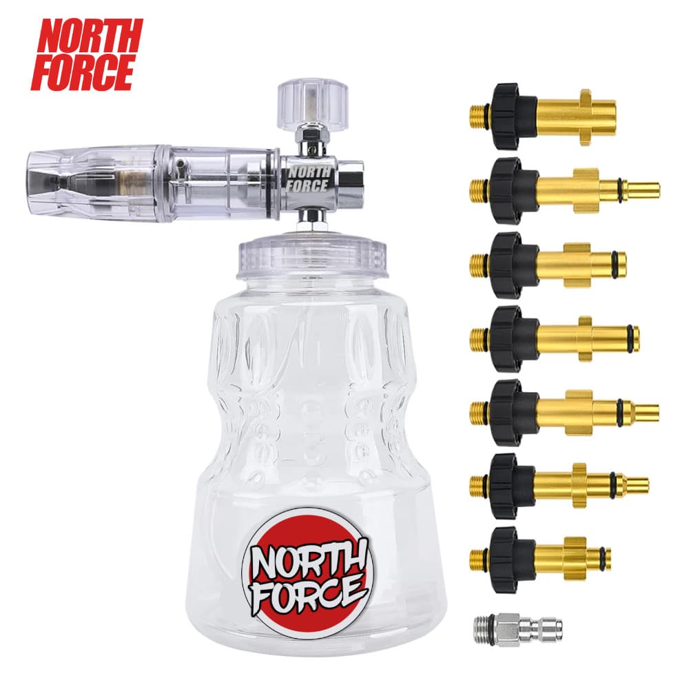Canhão de Espuma Premium para Lavagem de Carros – Alumínio, Snow Foam, Transparente 1L North Force