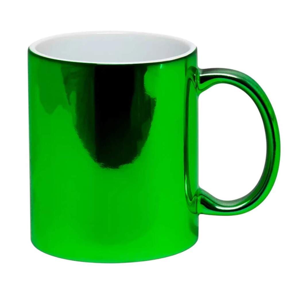 Caneca de Cerâmica Cromada Verde para Sublimação - 325ml