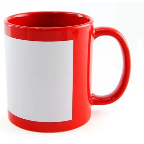 Caneca de Cerâmica Vermelha c/ Tarja Branca para Sublimação - 325ml