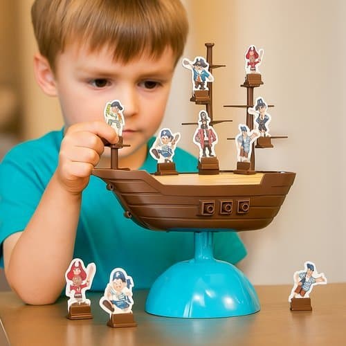 Jogo Pirata Equilibrio Divertido Desafio Infantil Brinquedo Educativo não derrube o barco