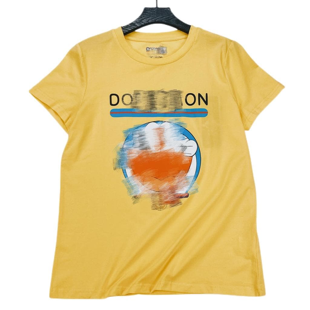 E0045-2 verão novo estilo em torno do pescoço impressão dos desenhos animados manga curta solta camiseta feminina pele-a