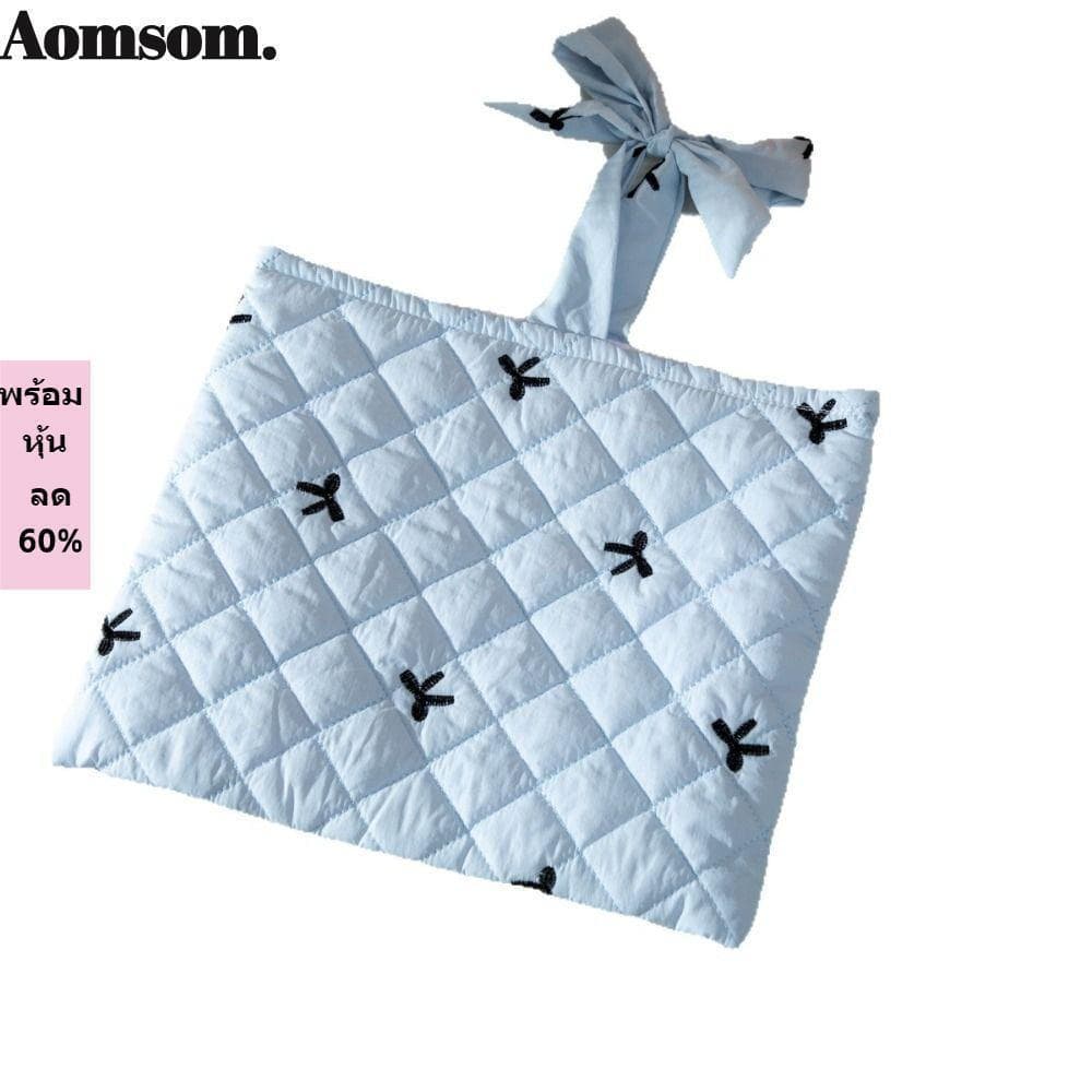 Bolsa De Maquiagem AOMSOM , Cosmética Floral Com Nó De Laço Cordão Acolchoada De Grande Capacidade INS Para Casa