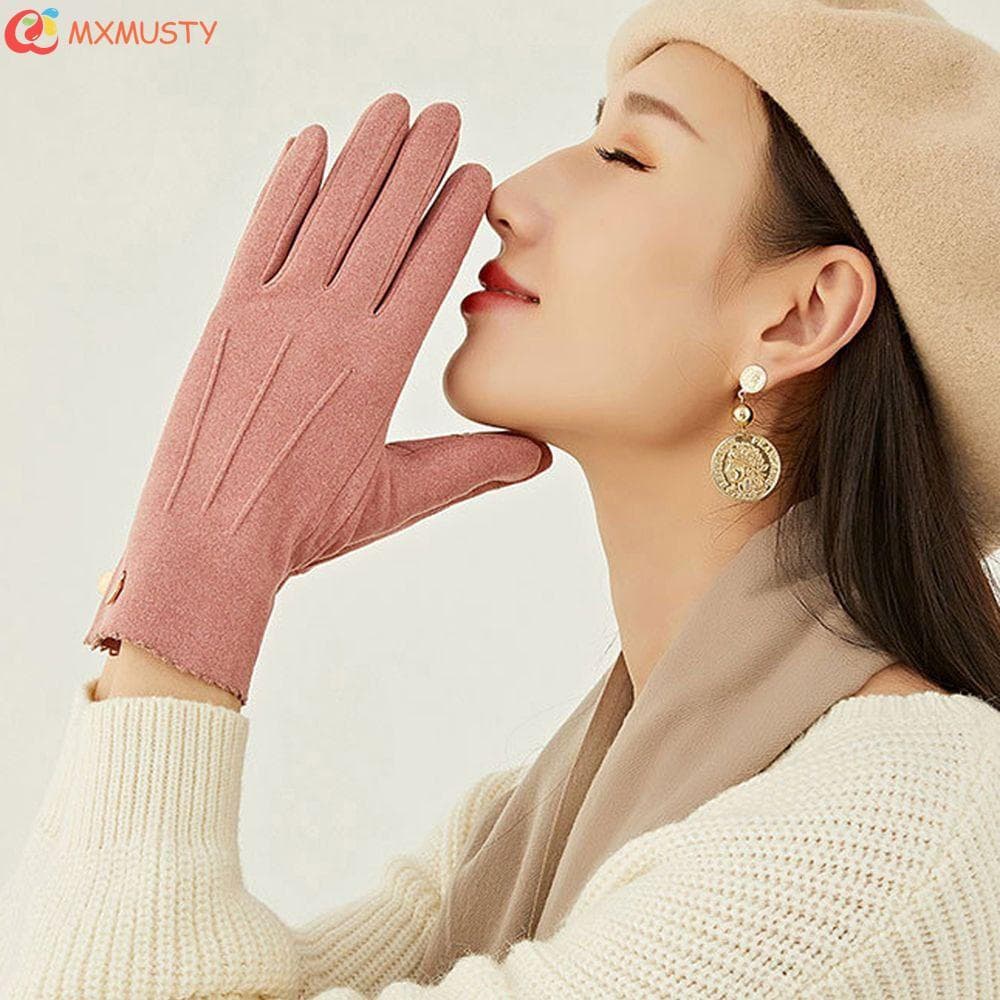 MXMUSTYZA Luvas Femininas Inverno Respirável Veludo Simples Manter Quente Ao Ar Livre Flip Cover