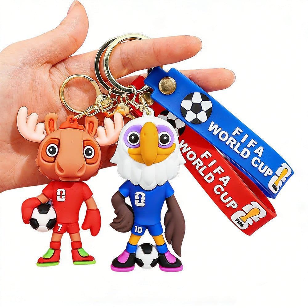 Pingente de Mochila Tema Futebol, Chaveiro Premium Campeonato Internacional 2026, Estilo Mascote Esportivo