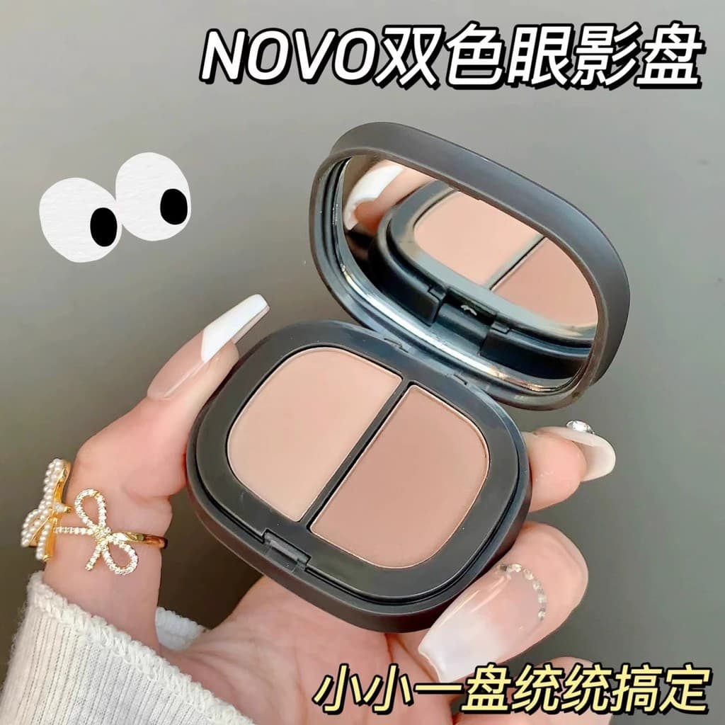 Paleta de sombras de duas cores cimento terra cor fosco perolado brilho fino baixa saturação Mini pequena paleta portáti