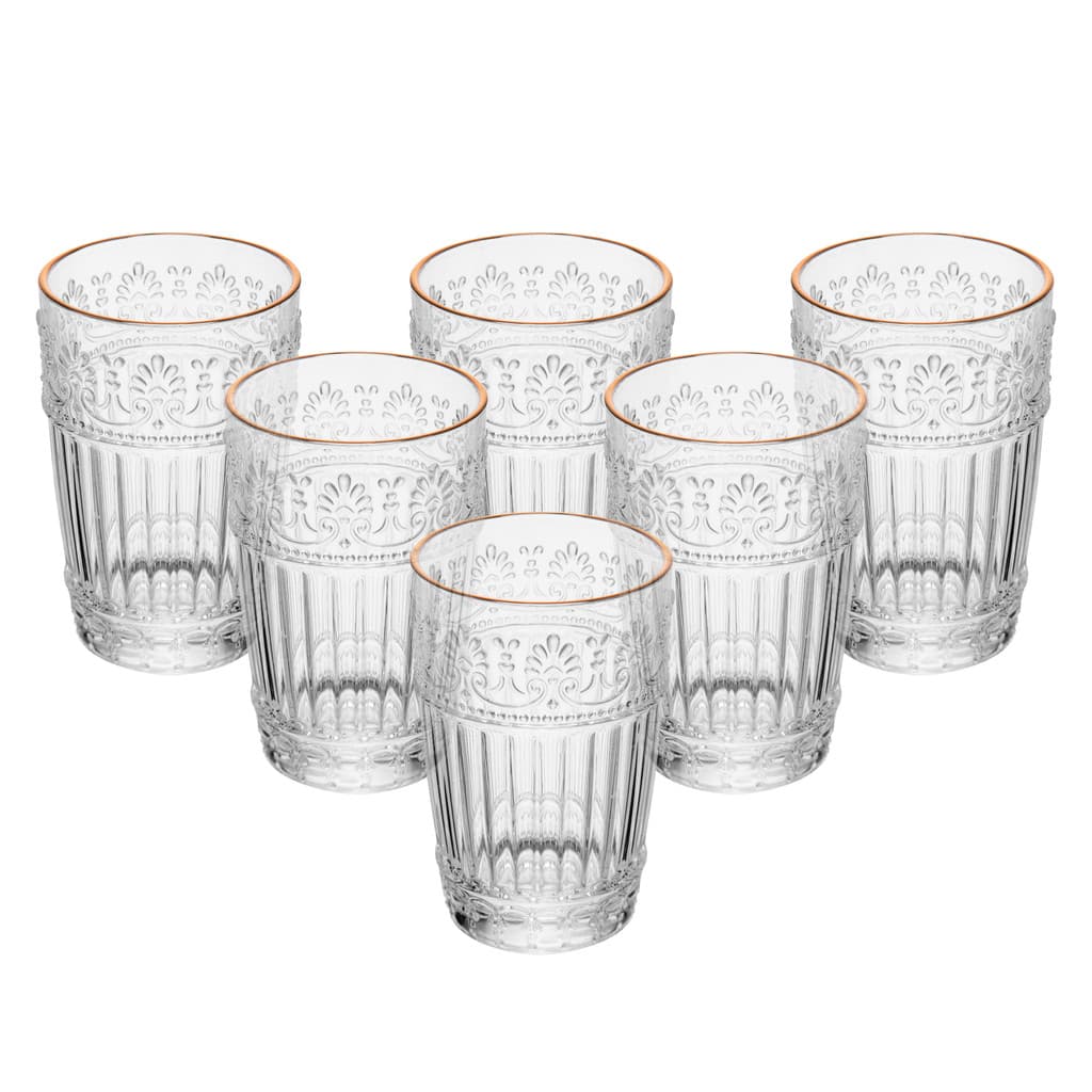 Conjunto 6 Copos Mauve com Fio de Ouro Cristal Ecológico 350ml - Wolff