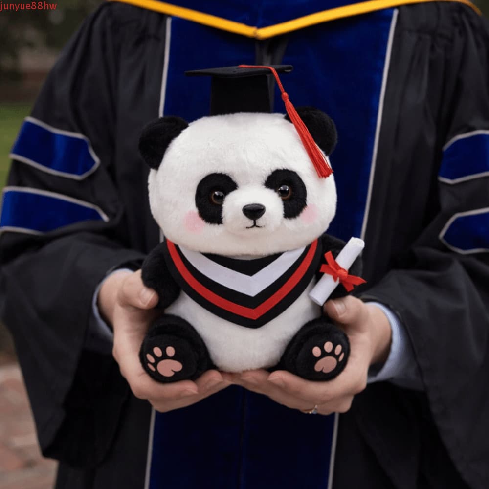 JUNYUE Graduação Panda Brinquedo De Pelúcia , Dos Desenhos Animados 25cm , Com Boné Doutorado Médico Chapéu Boneca
