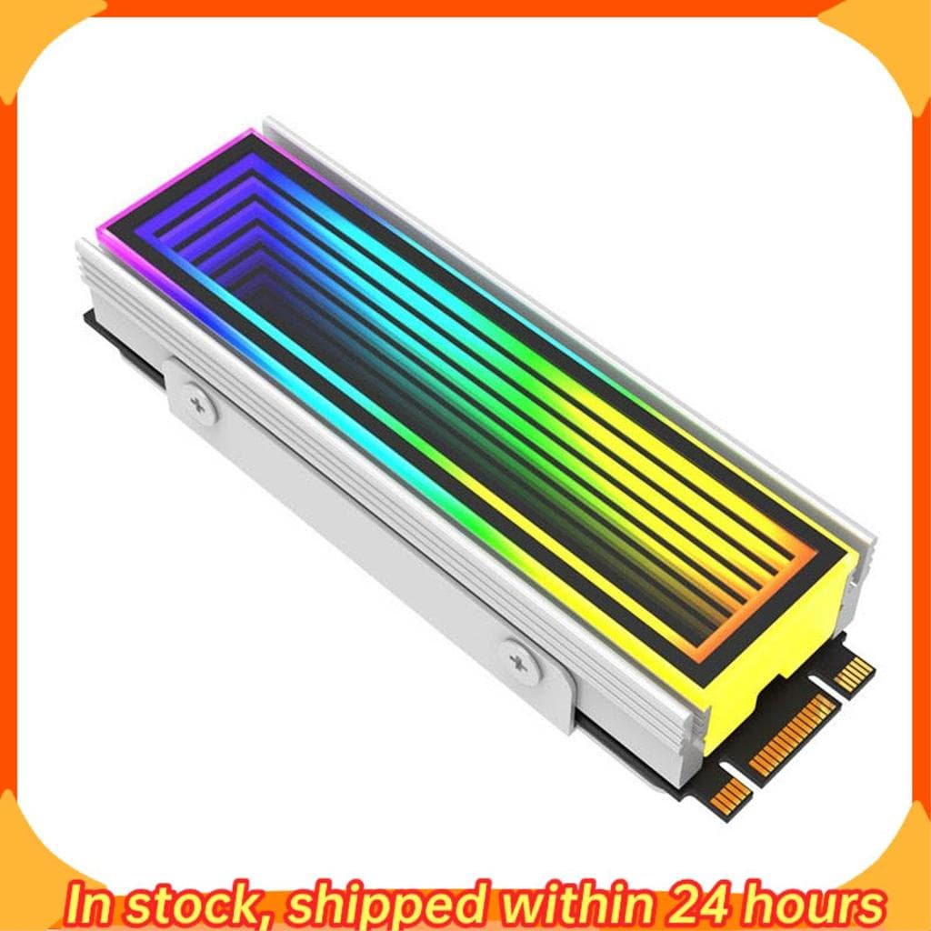 [hobbes1] 2280 SSD M2 Radiador PC RGB M . 2 Nvme Cooler Dissipador De Calor Efeito Abismo Infinito Prata