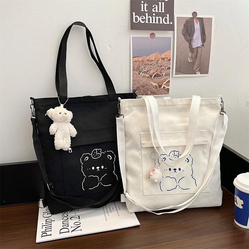 Bolsa de lona pacote de estudante estilo universitário bolsa de lona feminina estilo japonês bolsa de ombro ins grande c