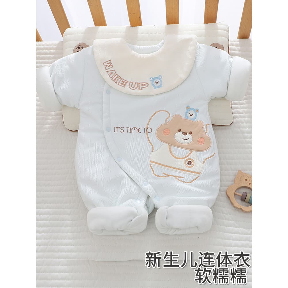 Macacão de bebê mais veludo engrossado primavera outono inverno cem dias roupas de bebê Outing macacão