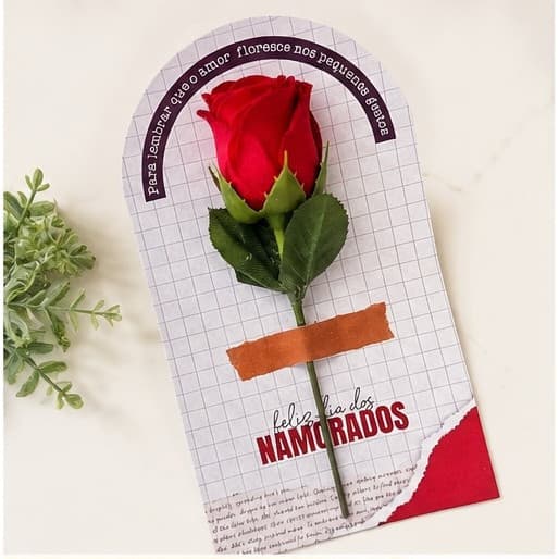 Card Romantico para Rosa Dia dos Namorados | Presente Romântico Criativo (Não acompanha Rosa).
