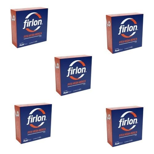 Kit 5 Fita Veda Rosca 18mm X 50 Metros Firlon Branco