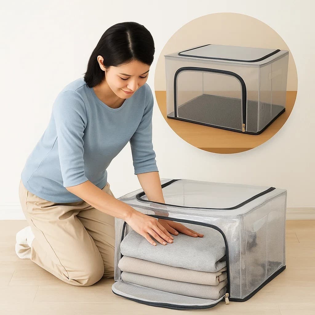 Caixa Organizadora Empilhável 100L 66L 24L Baú Tampa Resistente Armazenar Roupas Brinquedos