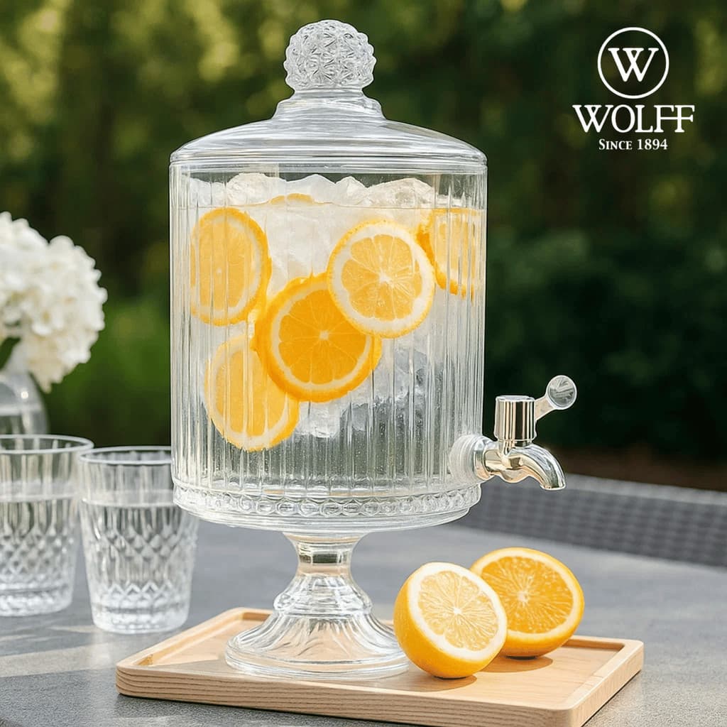 Suqueira Bangkok 4.5L Cristal - WOLFF / Dispenser Oriental Bebidas Vidro / Suporte e Torneira