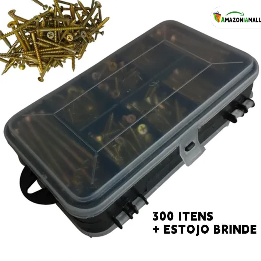 Kit 300 peças parafusos buchas estojo durável para móveis paredes e projetos