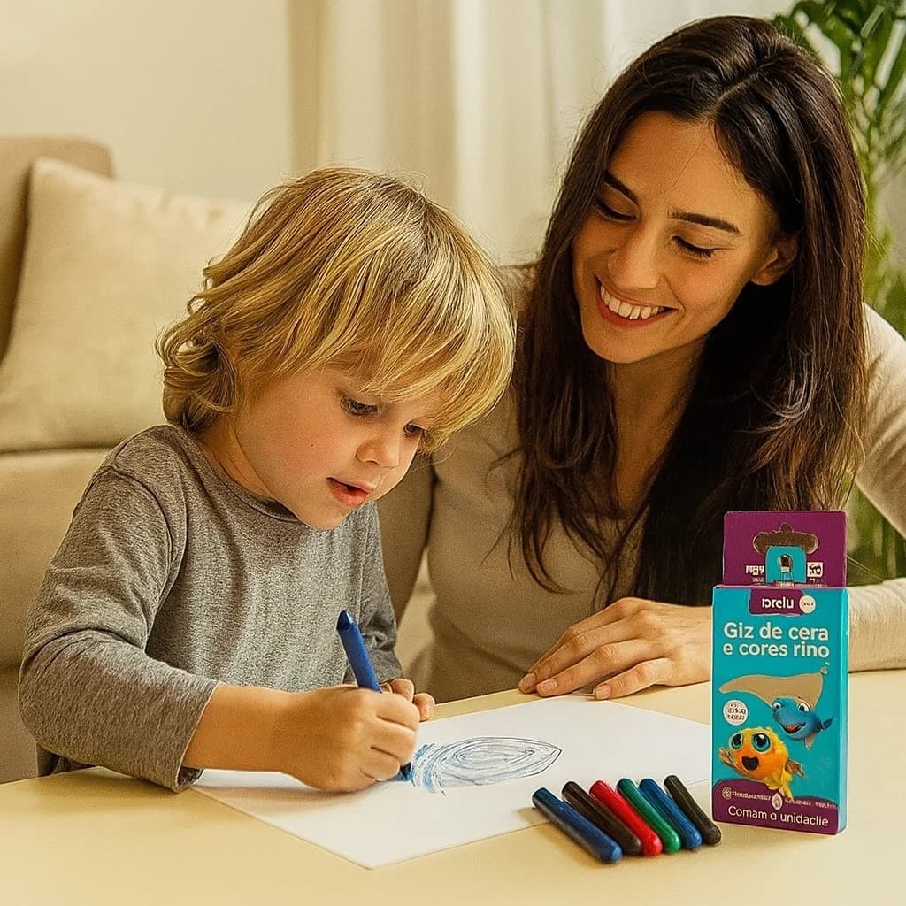 Kit Livro Colorir Infantil Giz Cera Fino 6 Cores Desenho Pintura Artes Caneta Lapis Presente Criança