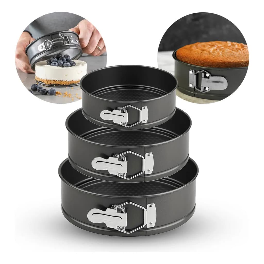 Kit 3 Formas Para Bolo Torta Com Fundo Removível