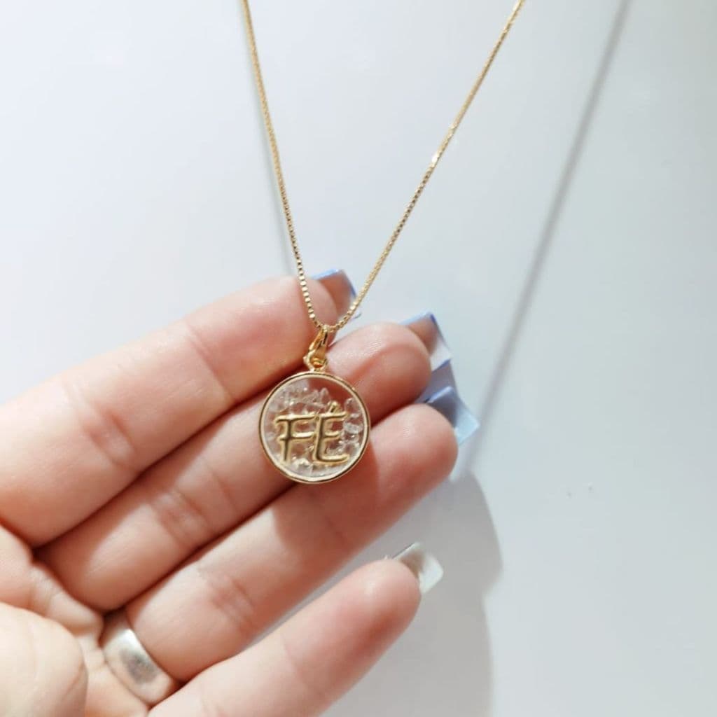 Colar Sal Grosso em Capsula a Vácuo Proteção Feminino Folheado a - FÉ - Amuleto