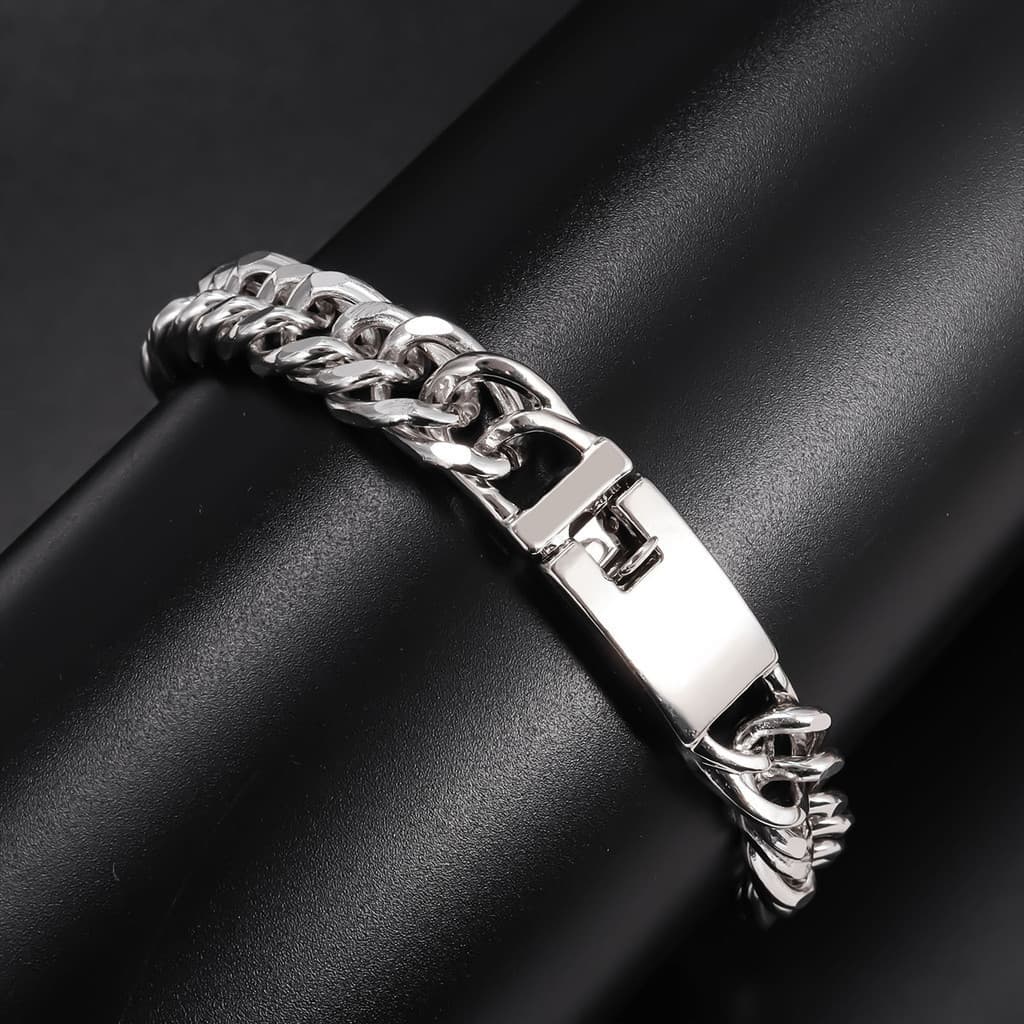 Pulseiras De Aço Inoxidável Masculinas Corrente Trançada Quadrada Positiva E Negativa Presente Do Dia Dos Pais Pulseira