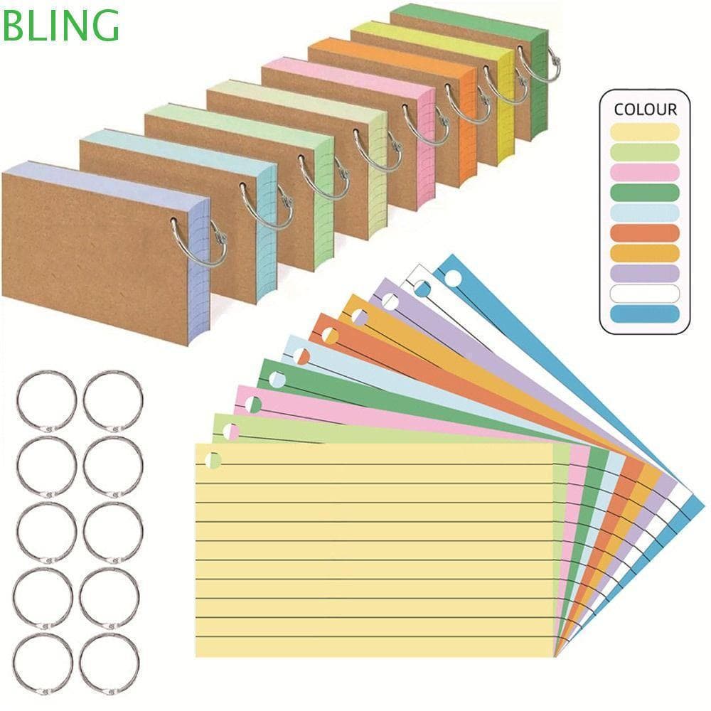 Livro De Memorandos BLING Binder , Cartões De Índice De Folhas Soltas De Dupla Face De Linha Horizontal , Com Revisão De