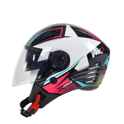 CAPACETE FW3 X OPEN UP STAR (AZUL TIFFANE/ROSA) (C/OCULOS)