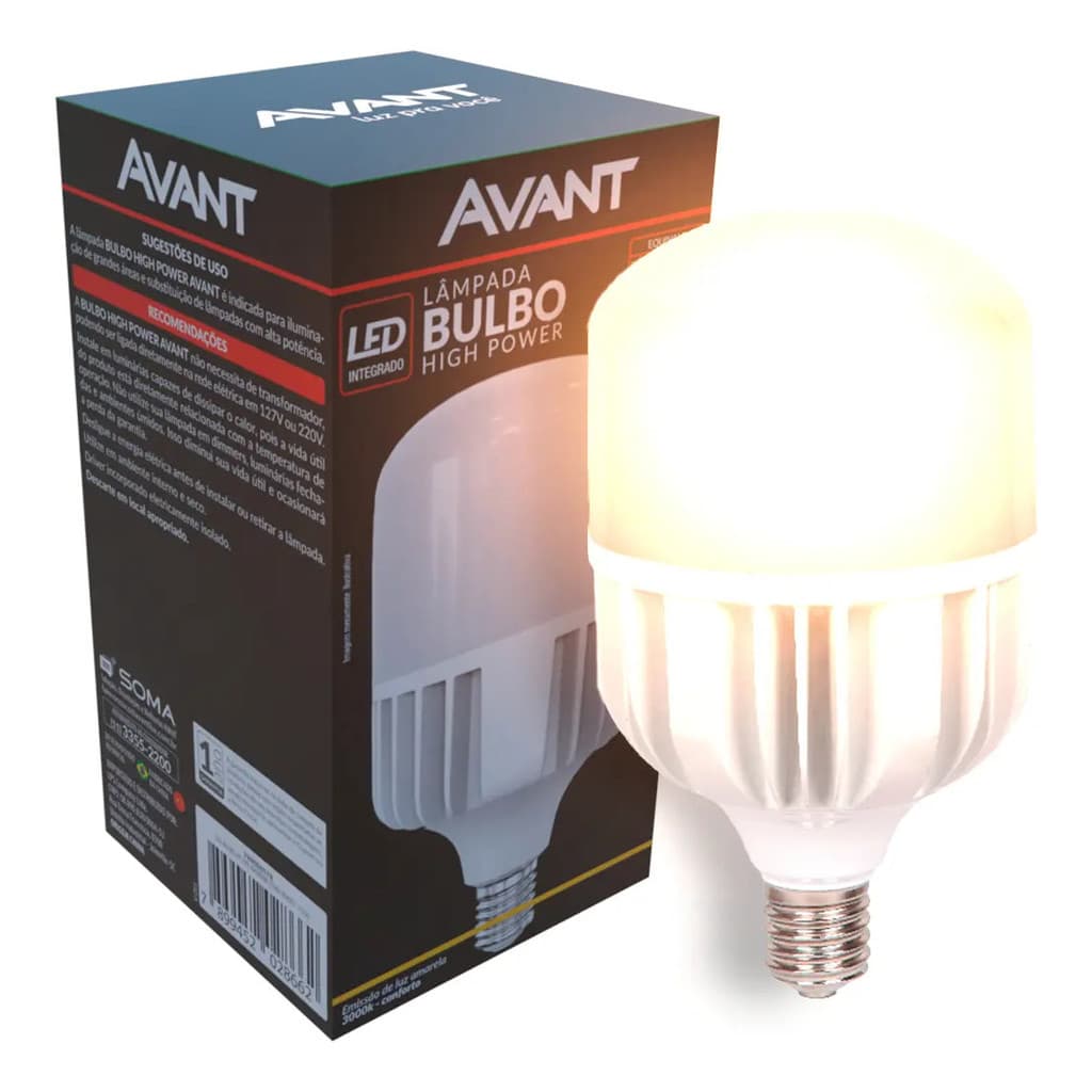 Lampada Led Bulbo Hp 3000k 200w E40 Avant Luz Branco-quente