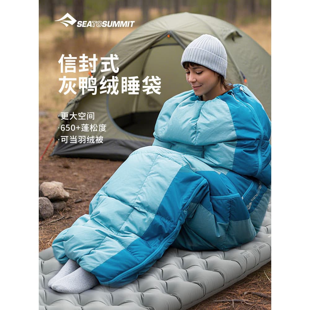 Seatosummit Envelope ao ar livre para baixo saco de dormir adulto leve acampamento de inverno engrossado pato para baixo