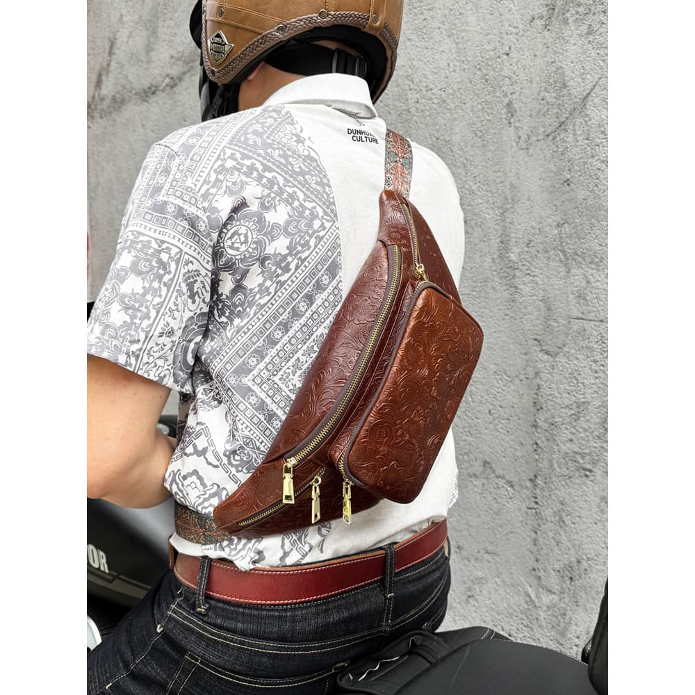 Bolsa mensageiro de couro de primeira camada masculina funcional ciclismo bolsa de ombro artesanal couro genuíno Commute