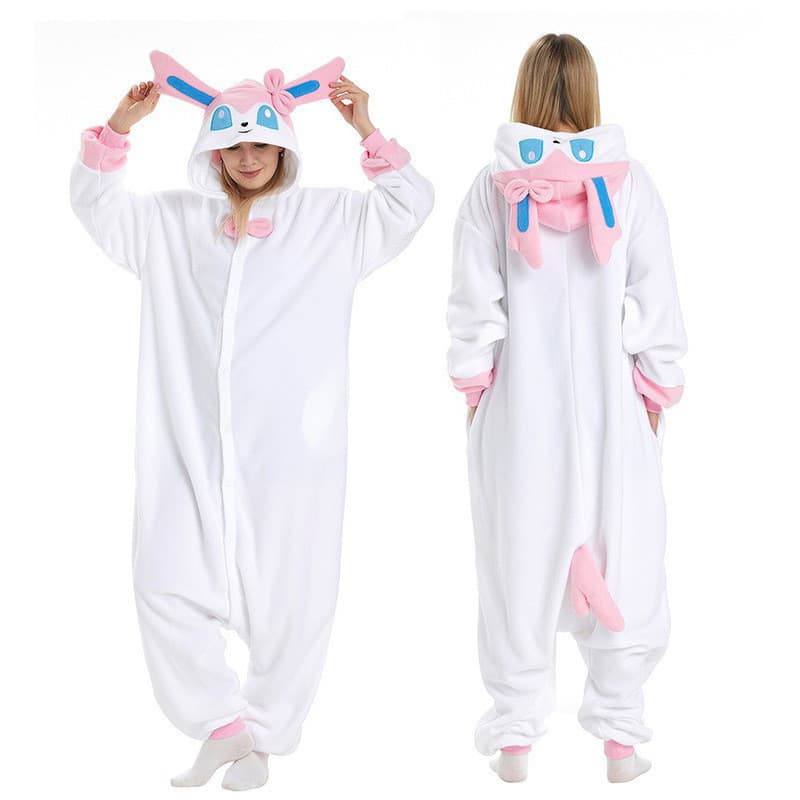 Novo Pokemon Eevee Scorbunny Dos Desenhos Animados Pijamas De Uma Peça Halloween Cosplay Traje Kigurumi Macacão