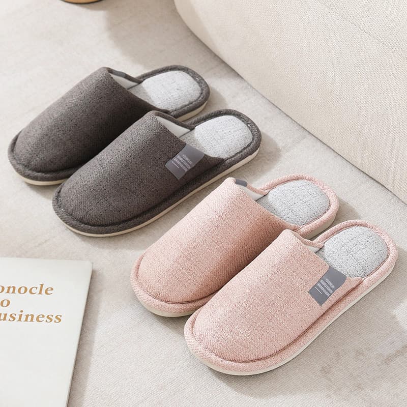 Quatro estações chinelos de algodão fino feminino primavera outono casa interior antiderrapante absorvente de suor respi