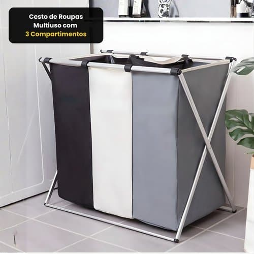Cesto Roupas Organizador Multiuso Compartimentos Grandes Espaçoso Resistente