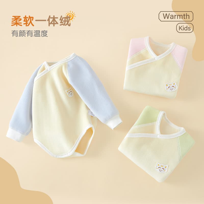 Roupas infantis para bebês, primavera outono inverno, forro de lã, macacão triangular, ajuste interno, roupas quentes pa