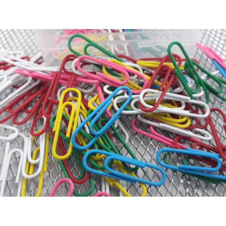 200 Clips Colorido Para Papel 28mm - Caixa Com 100 Unidades