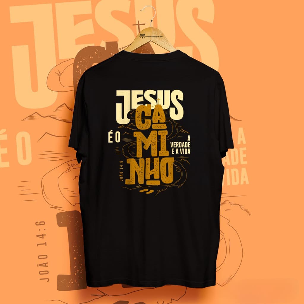 Camiseta T-Shirt Cristã Camisa Masculina e Feminina Streetwear Jesus è o Caminho Blusa Cristã
