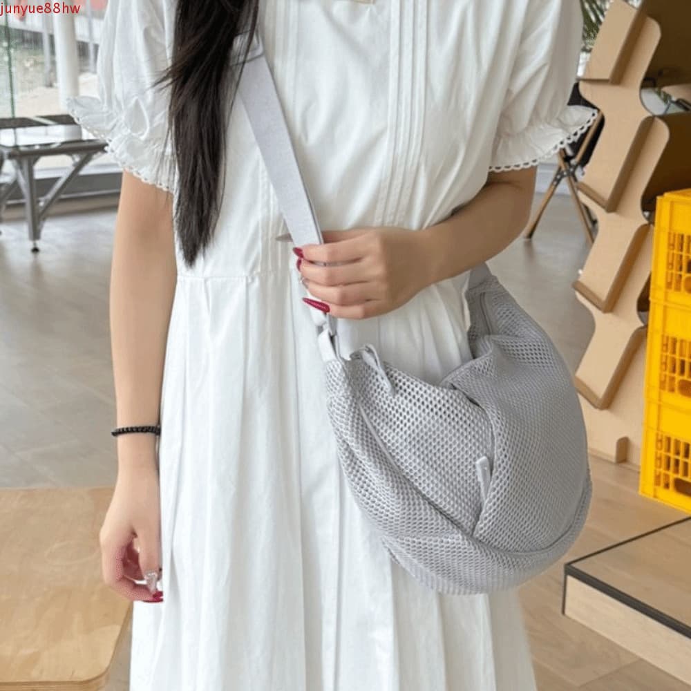 Bolsa De Bolinho JUNYUE , Crossbody De Malha De Nylon Ajustável Estilo Coreano Ombro Leve De Cor Sólida