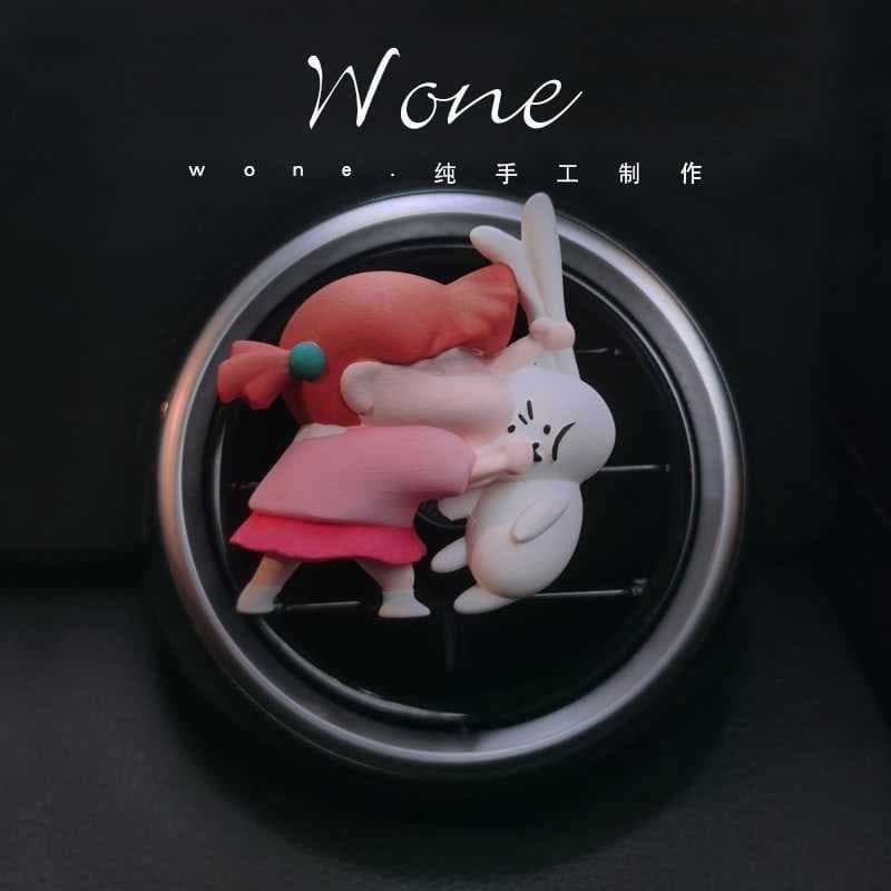 Criativo saída de ar do carro aromaterapia Perfume irritado Nini tempestade coelho decoração feminino difusor pedra luz