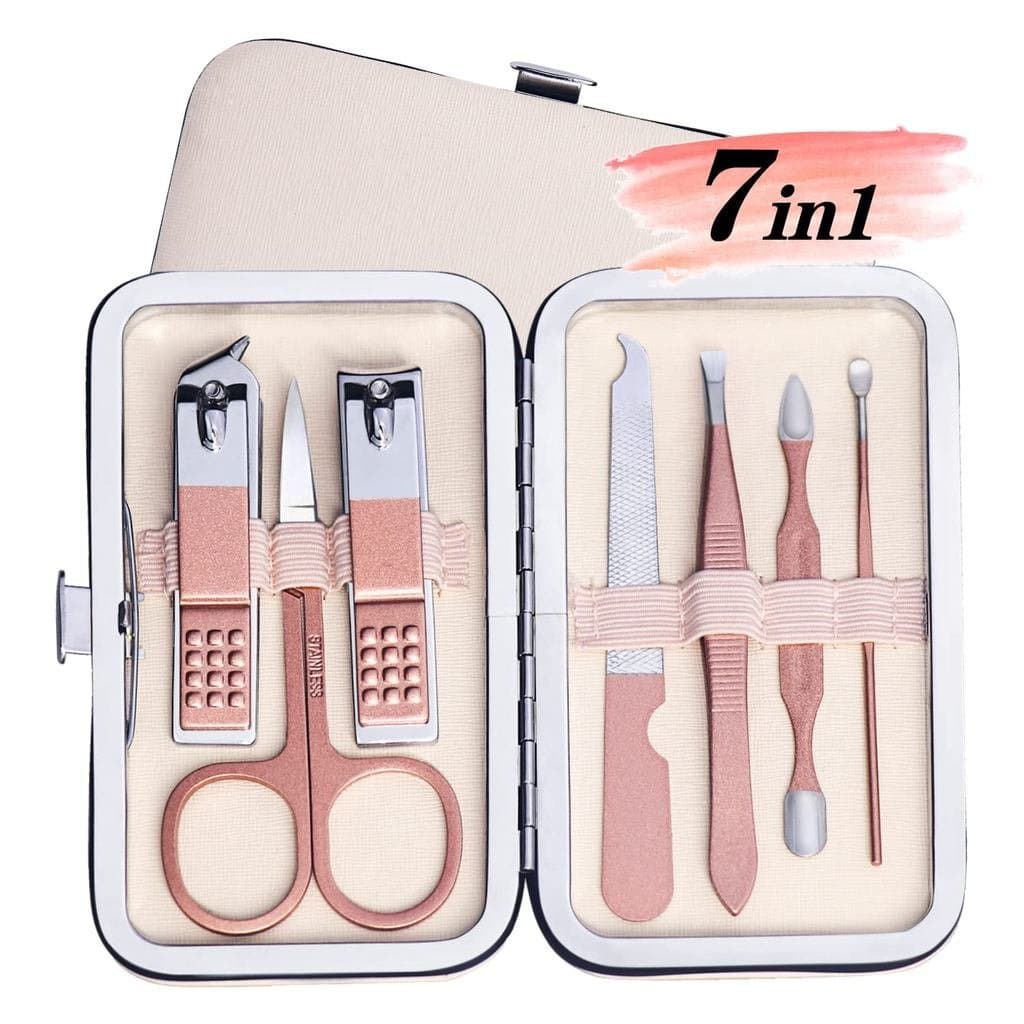 Conjunto de Manicure para Viagem 7 em 1, Kit de Manicure e Pedicure, Conjunto de Cortadores de Unhas em Aço Inoxidável p