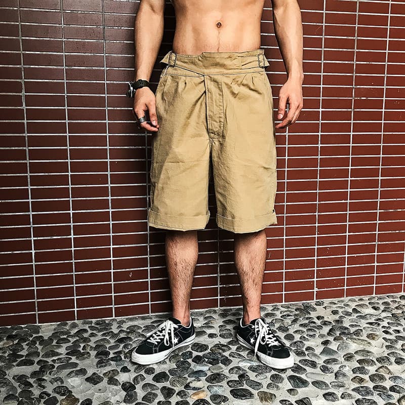 NÃO ESTOQUE Retro Guarg Khaki Calças Masculinas Soltas Ami Khaki Shorts Calças de Cinco Pontos Bermu Calças Médias Grand