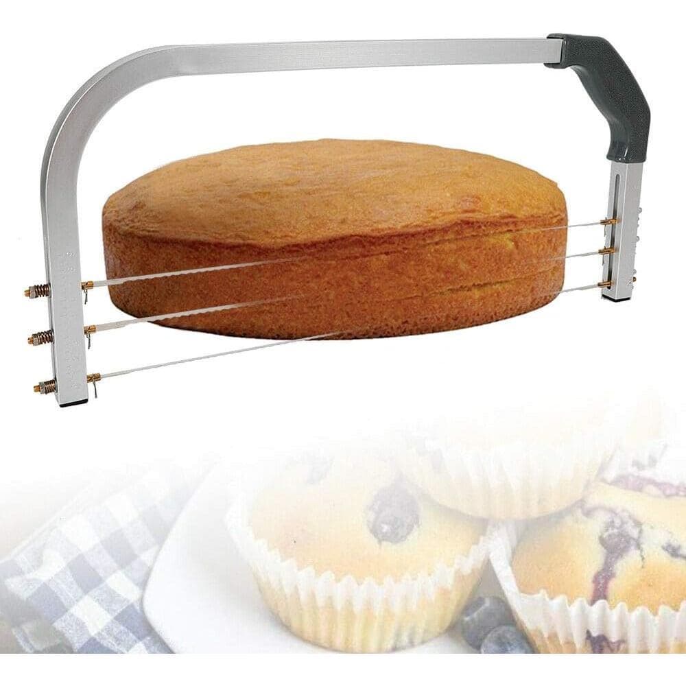 Cortador de bolo, 53 cm, cortador de base de bolo, nivelador de bolo em aço inoxidável, ajustável com 3 fios de aço, cor