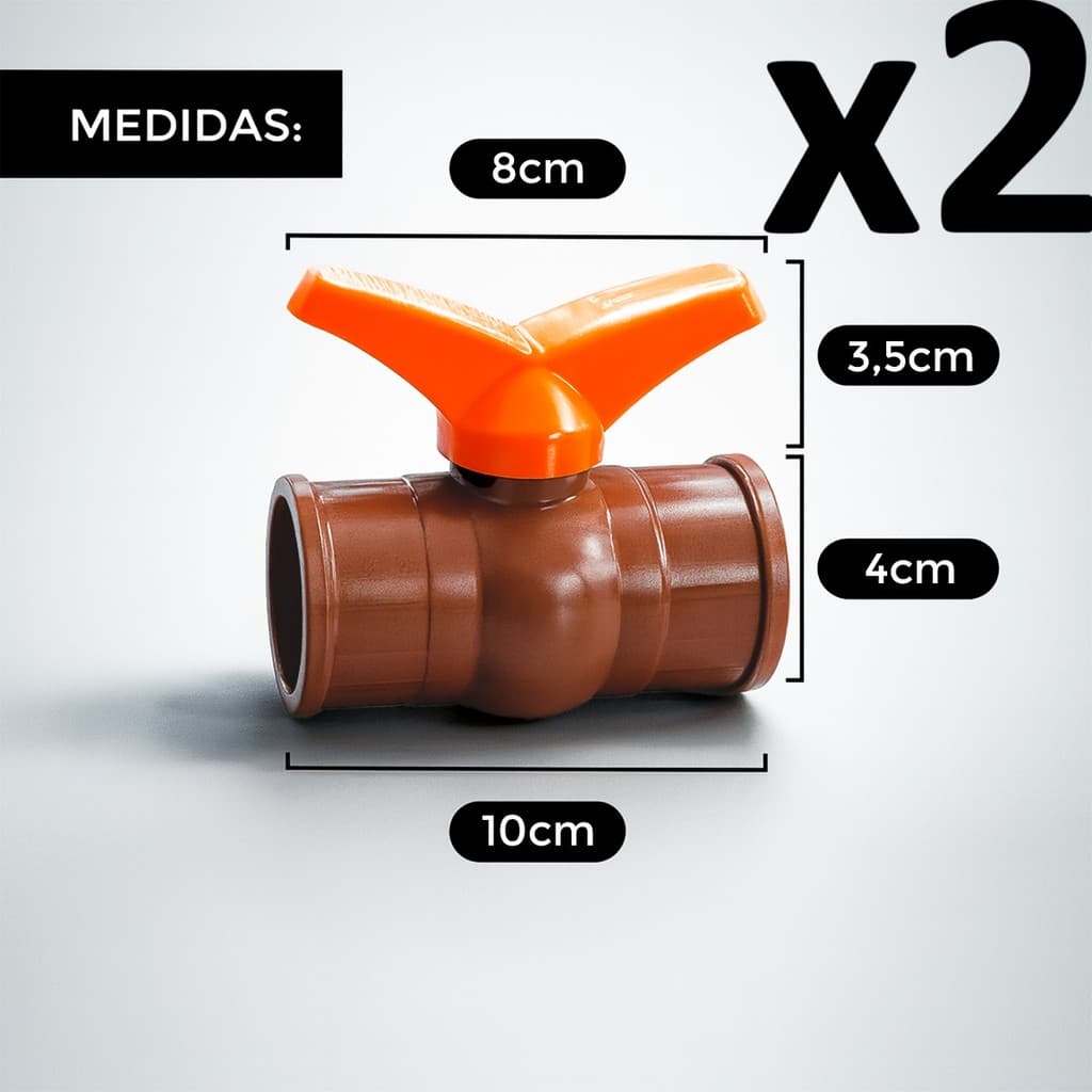 Kit 3 Registro de Esfera 40mm Soldável PVC Marrom