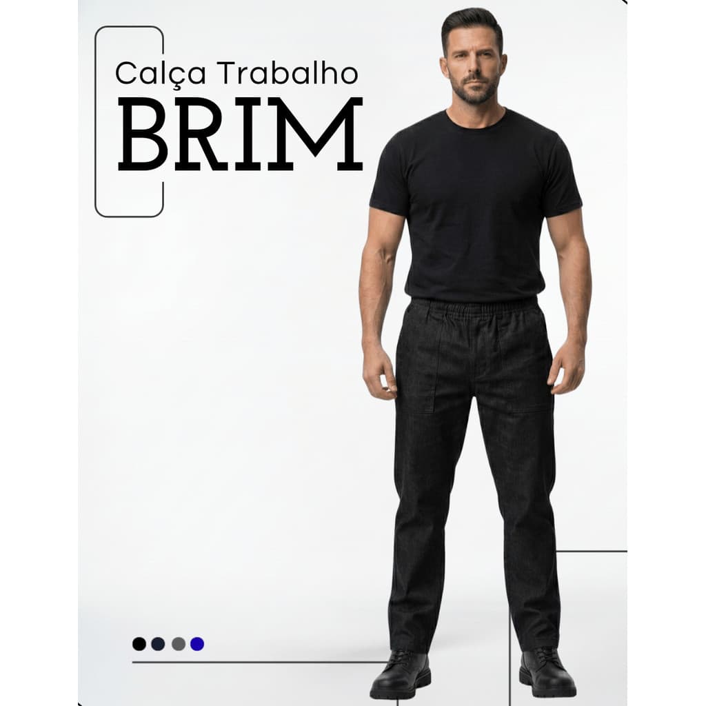 Calça Brim Uniforme Profissional Firma Mecânico Pedreiro
