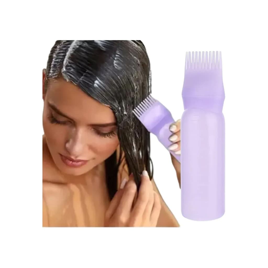 Frasco Aplicador de Tintura Pente p/ Cabelo Garrafa Capilar