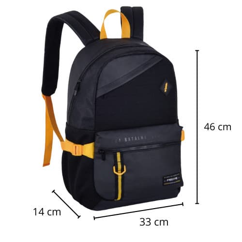Mochila Costas Free Fire - Amarelo com Preto - Clio